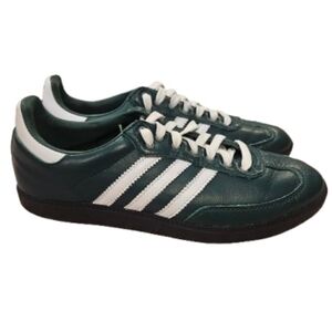 Adidas Men's Dark Green and White Leather Sneakers UNISEX
